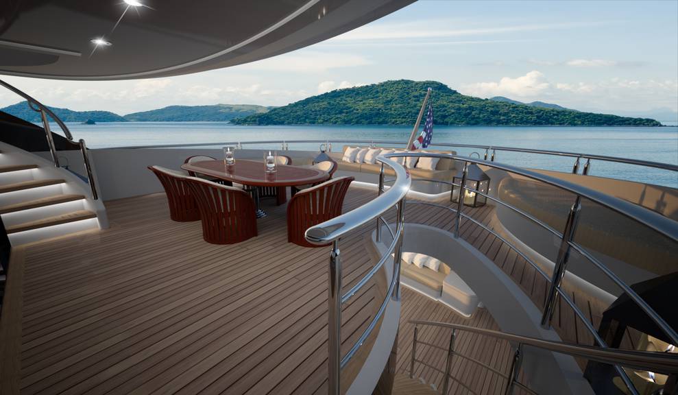 View of dining area on 144' Tri-Deck