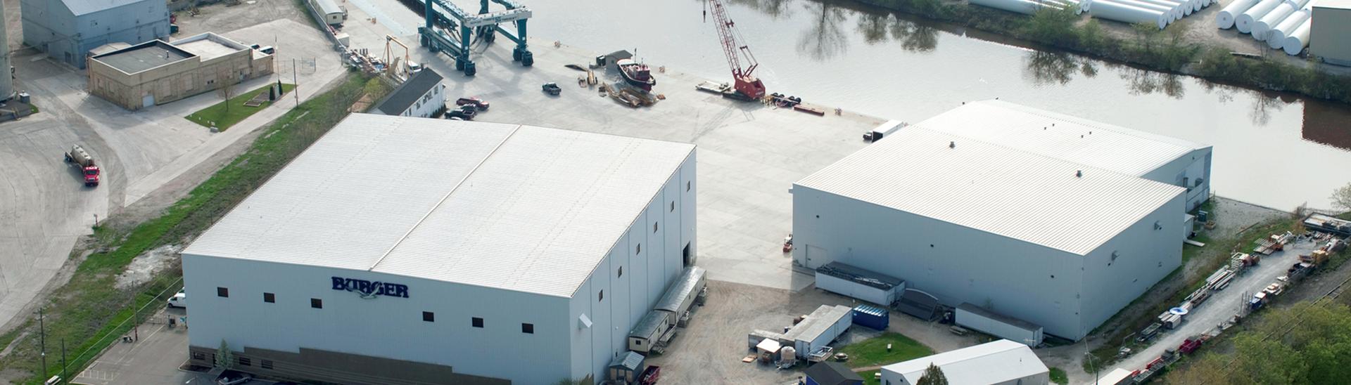 Aerial view of Burger Shipyard