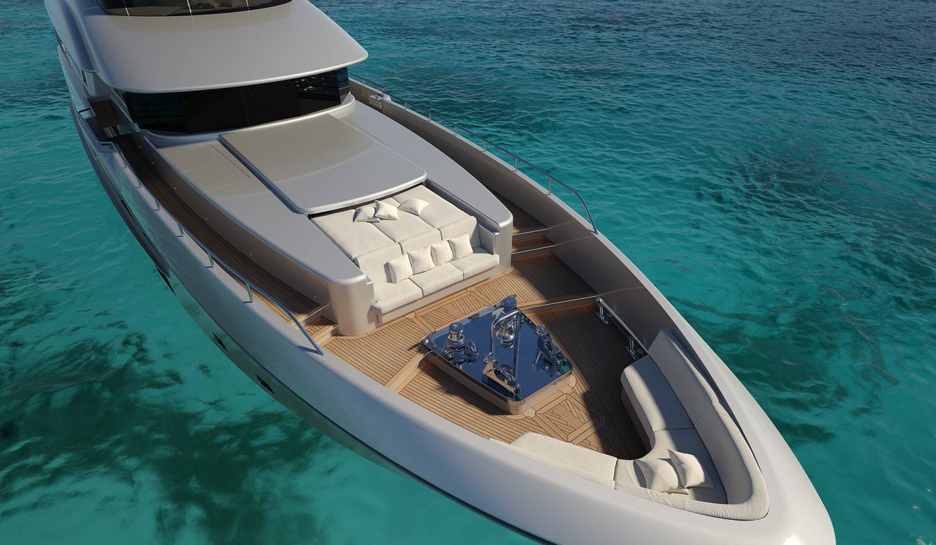 Arial view of bottom deck on 122' Tri-Deck