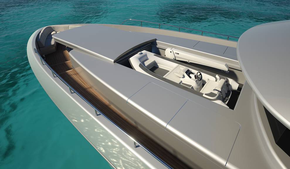 Ariel view of boat storage on 122' Tri-Deck