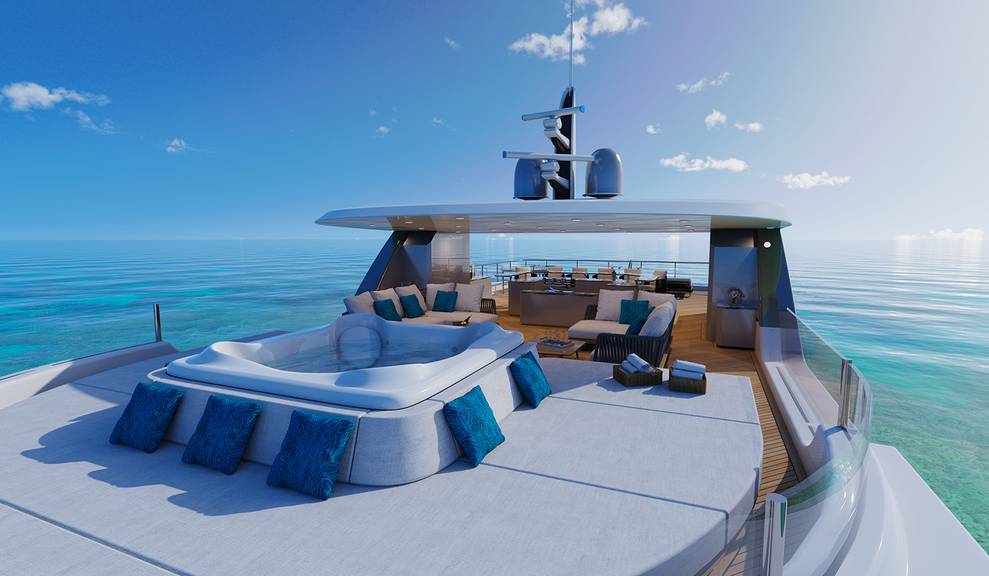 Exterior view of top level of yacht