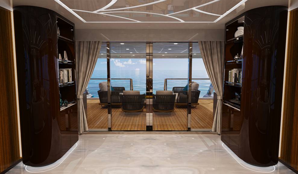 Interior view of bookshelves in office area