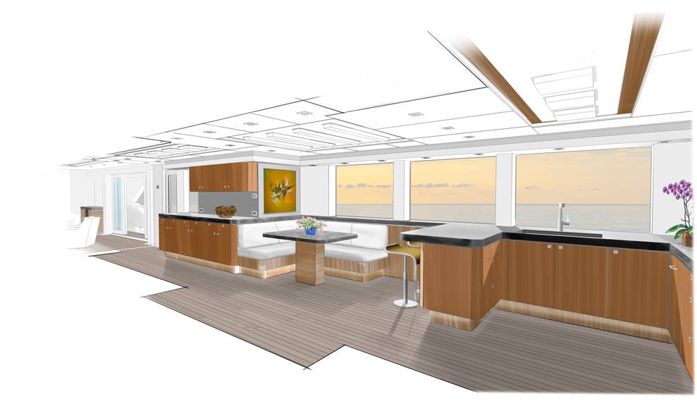 Drawing of kitchen area on 144' Tri-Deck