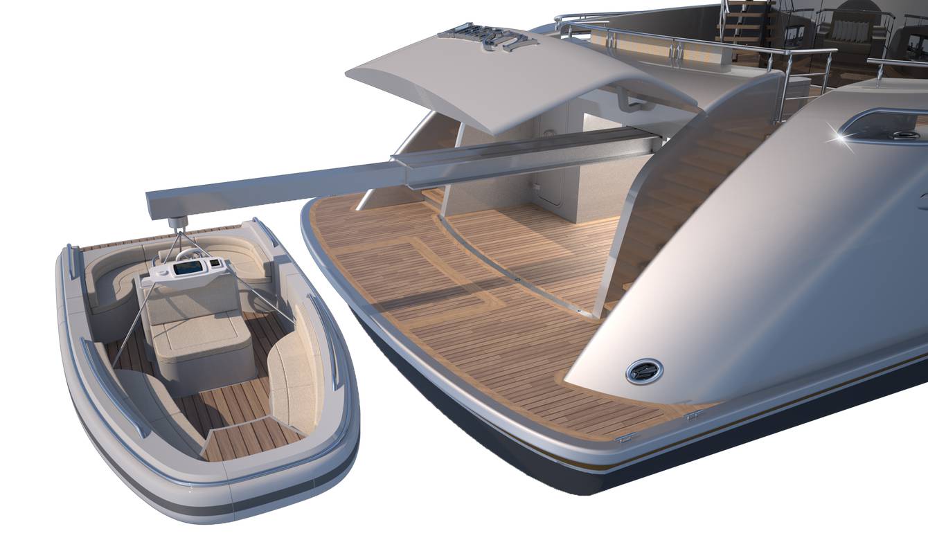 Drawing of boat launch on 144' Tri-Deck