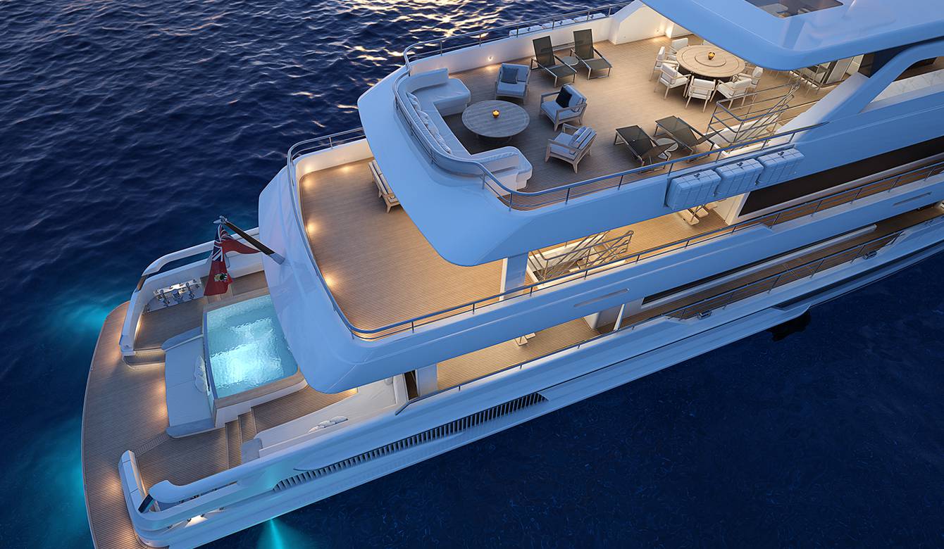 Rear view of Hull 515A during evening.