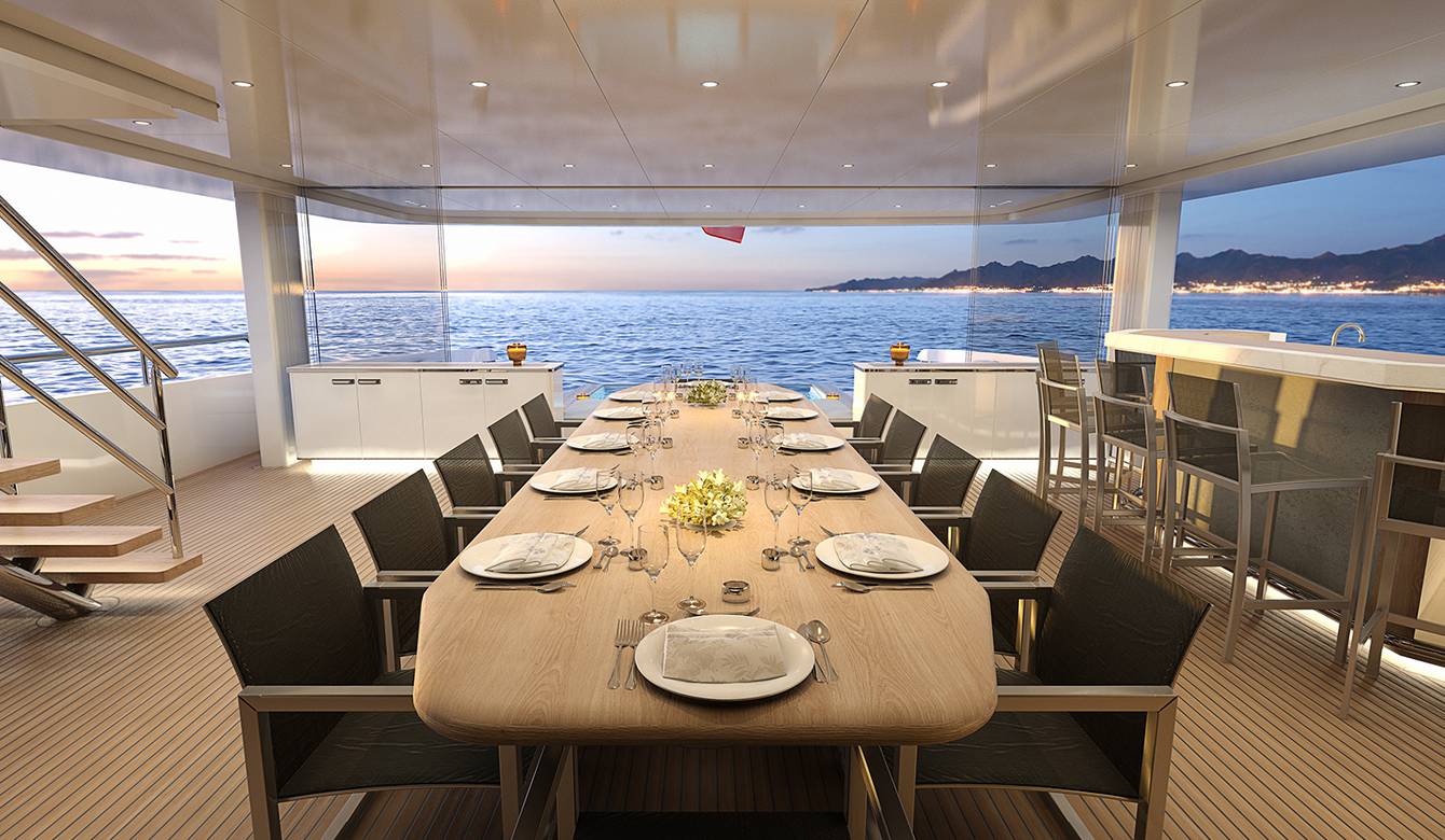 View of outdoor seating area towards back of Hull 515A