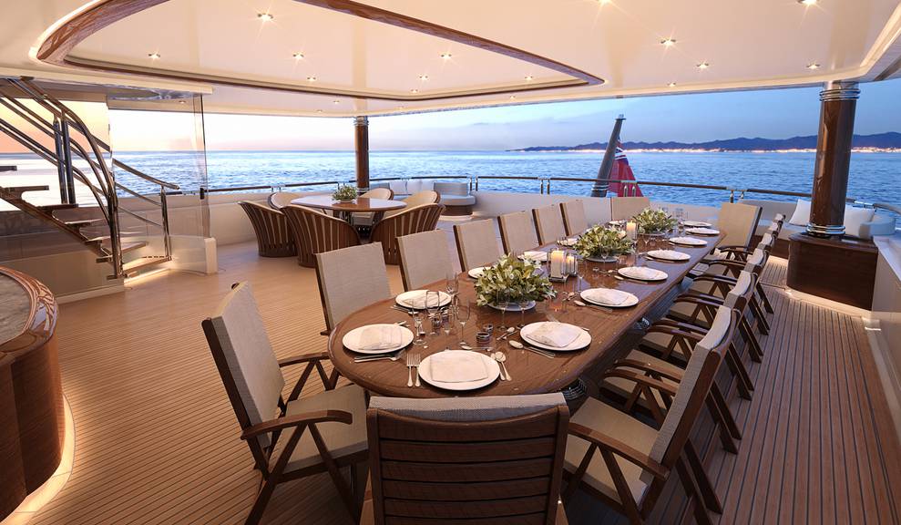 View of dining area on 214' Tri-Deck