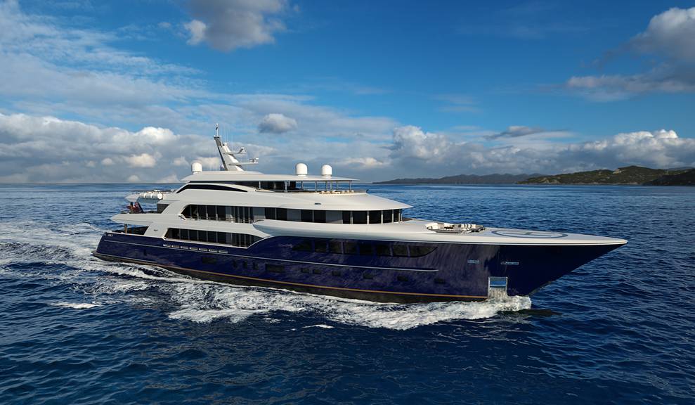 Alternate front view of 214' Tri-Deck