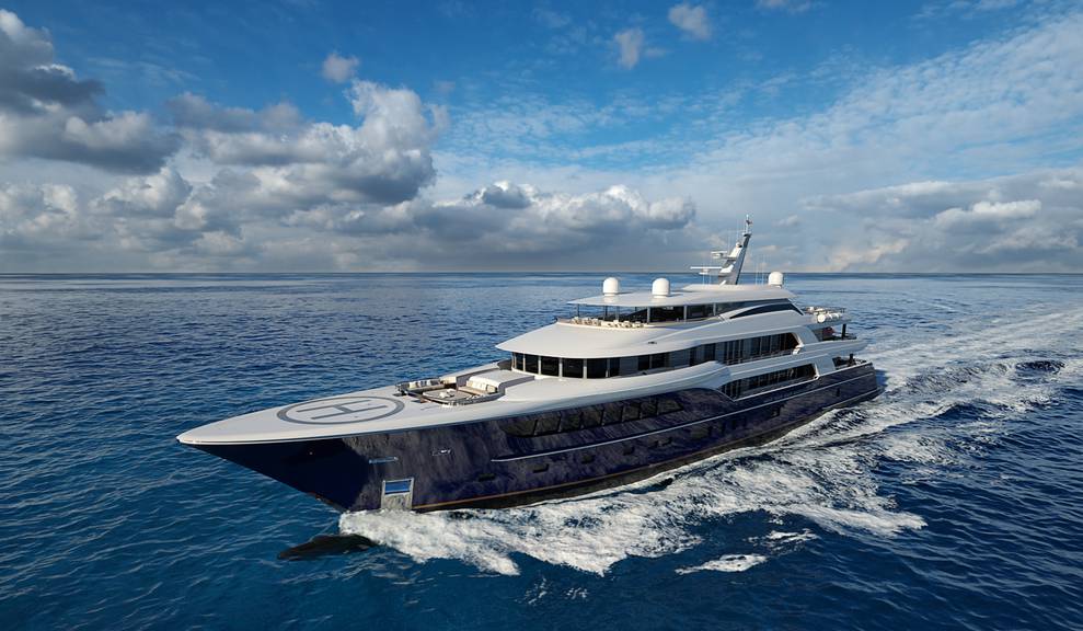 Image of 214' Tri-Deck cruising through open waters
