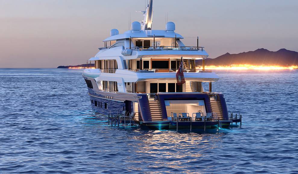 Rear View of 214' Tri-Deck
