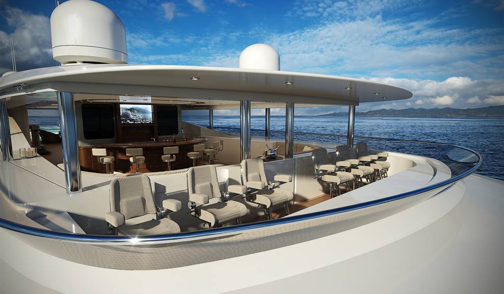 View of bar area on 214' Tri-Deck