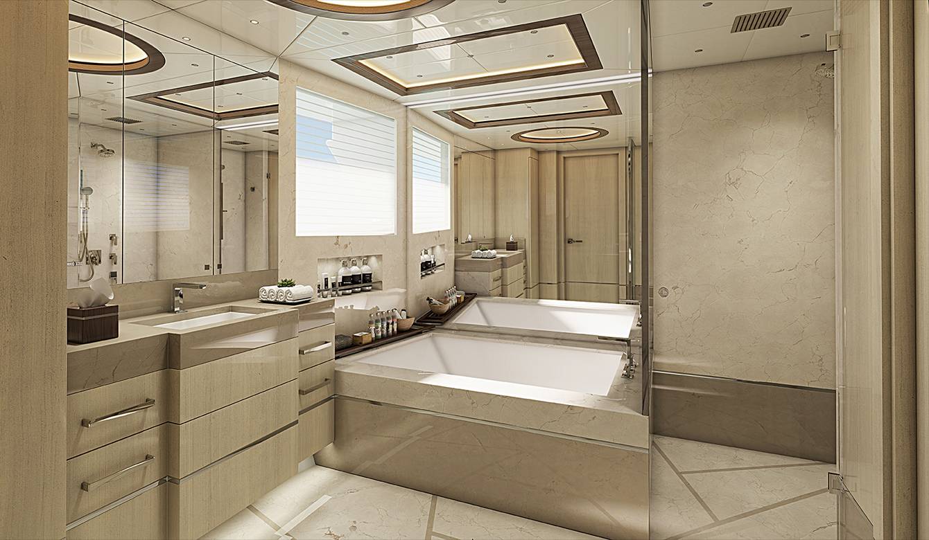 View of bathroom with large tub