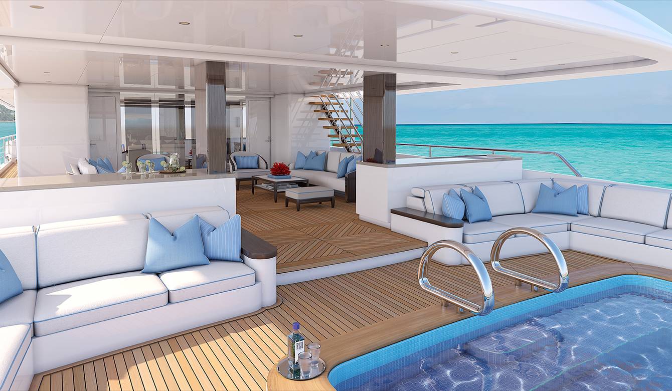 View of exterior hot tub and seating area