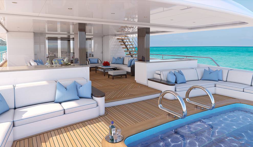 View of exterior hot tub and seating area