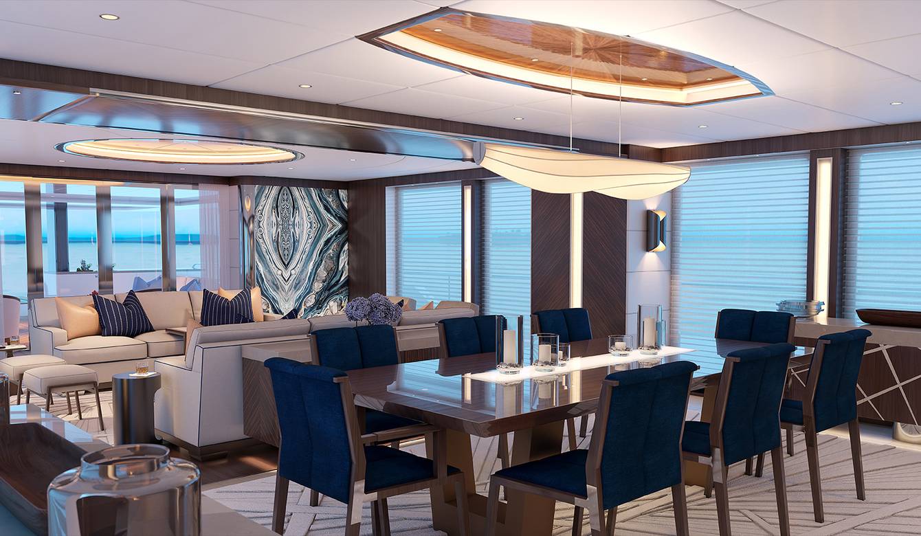 View of interior dinning area with decorative ceiling