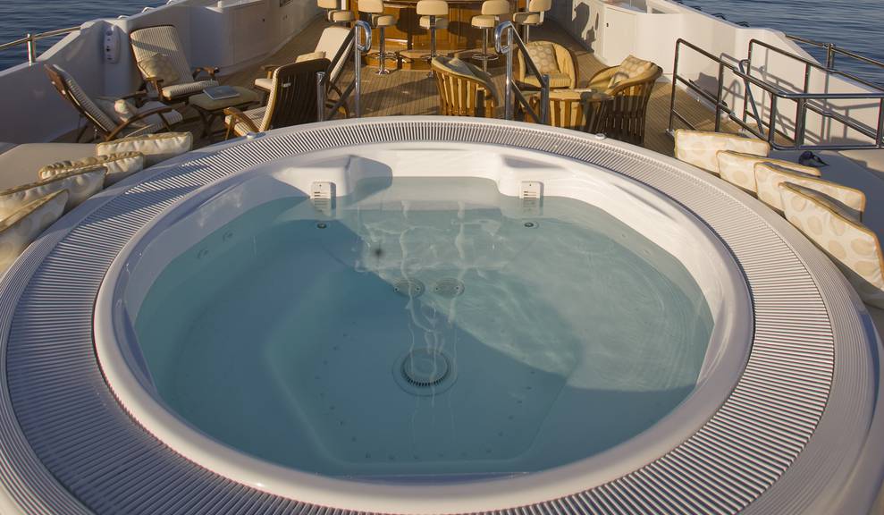 View of Top Level of Yacht with Hot Tub and Bar Area