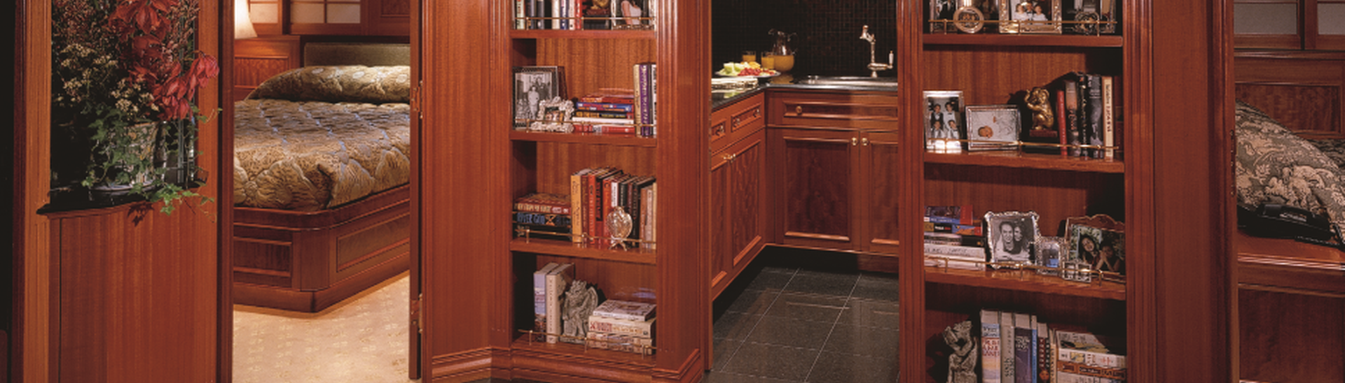 View of bookshelves in Fae Lon