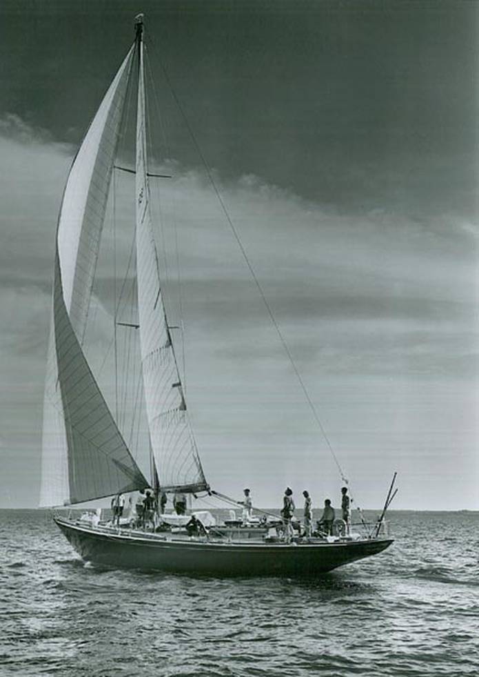 Vintage photo of people on a sailboat